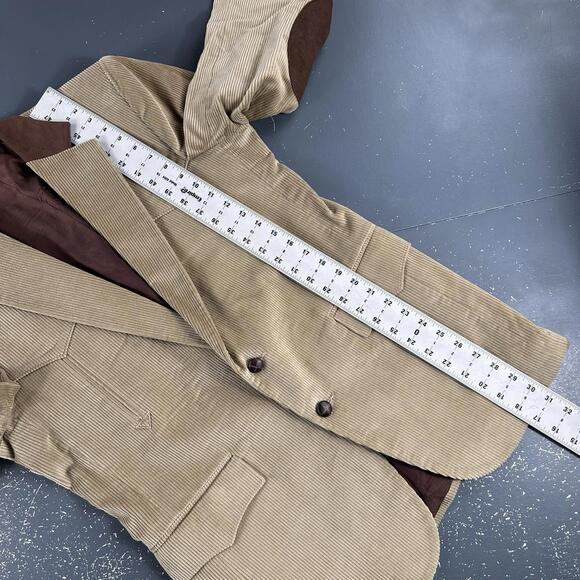 VTG Pagano West Blazer Mens 40R Tan Corduroy Elbow Pad Vertical Smiles NWT USA - Picture 5 of 9